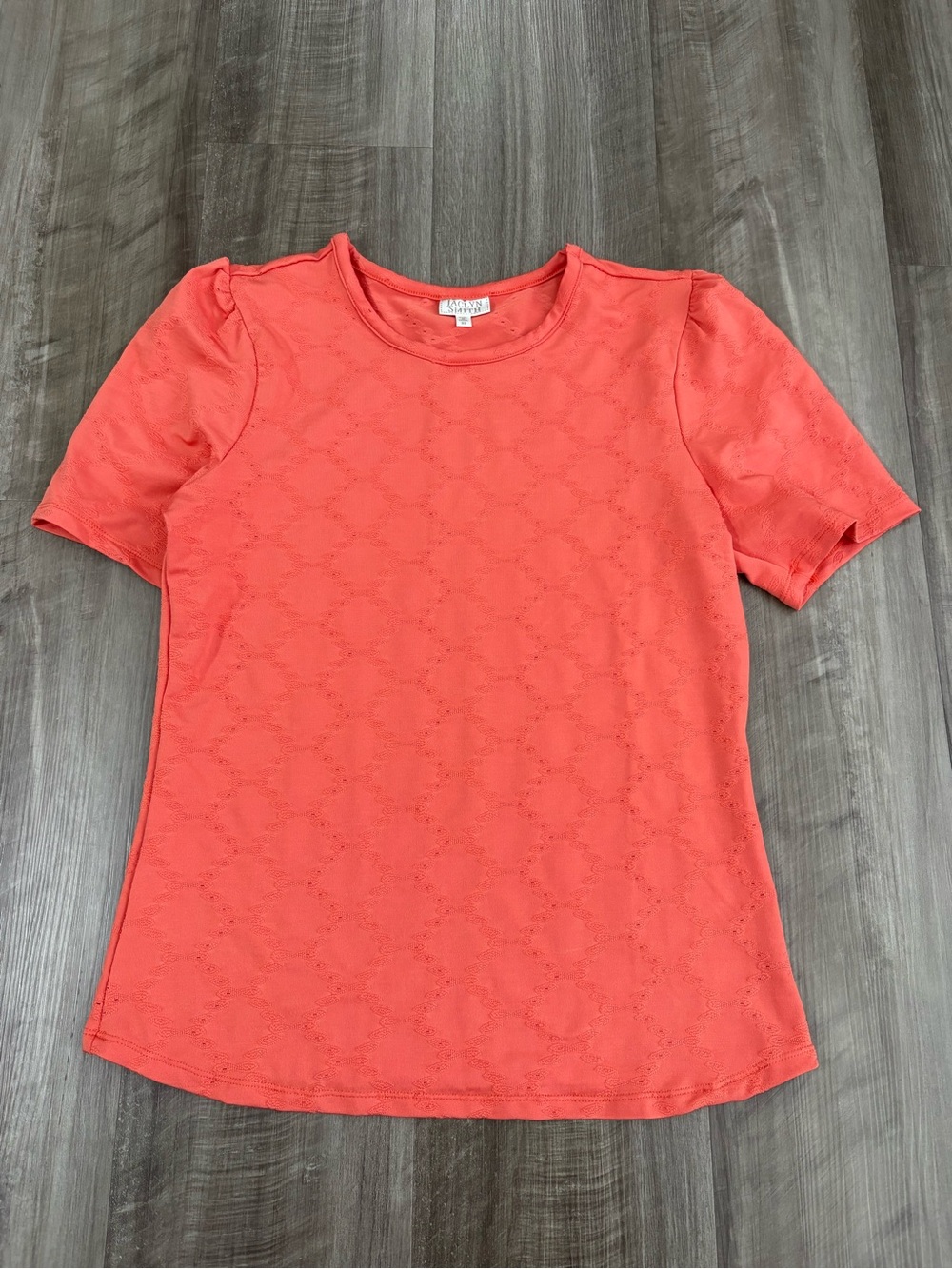 Coral Eyelet Short Sleeve Women's Top - Size XS